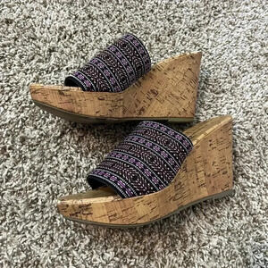 Montego Bay club cork wedge sandal women’s size 7 open toe slide